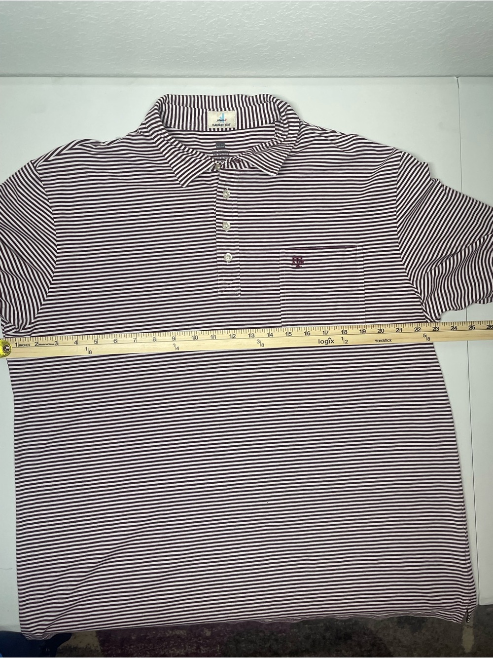 johnnie-O Hangin' Out Texas A&M Aggies Striped Golf Polo Shirt  Men's XXL - Picture 5 of 13